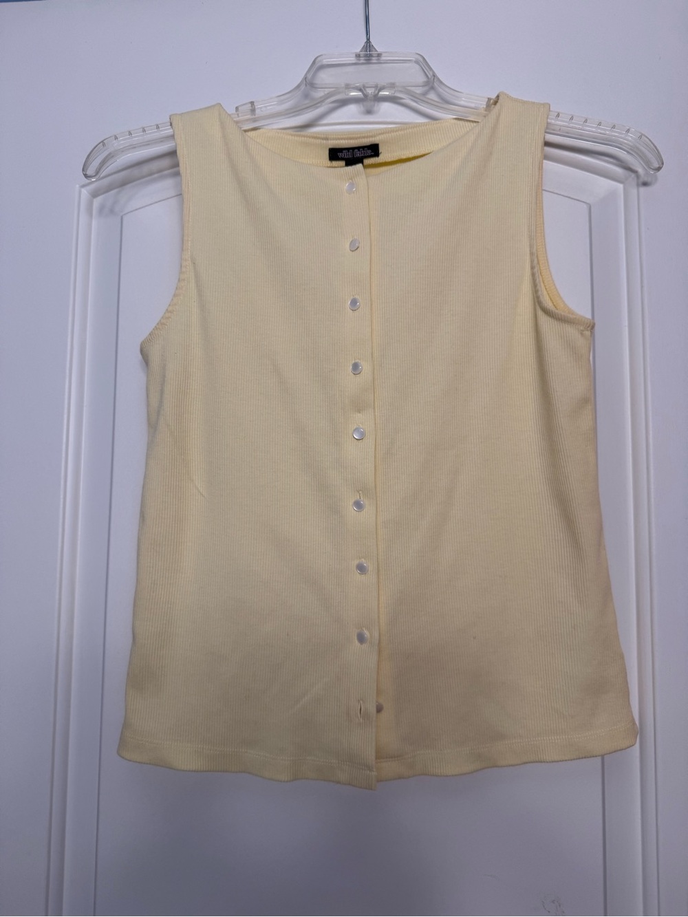 wild fable Pale Yellow Ribbed Button-Front Tank